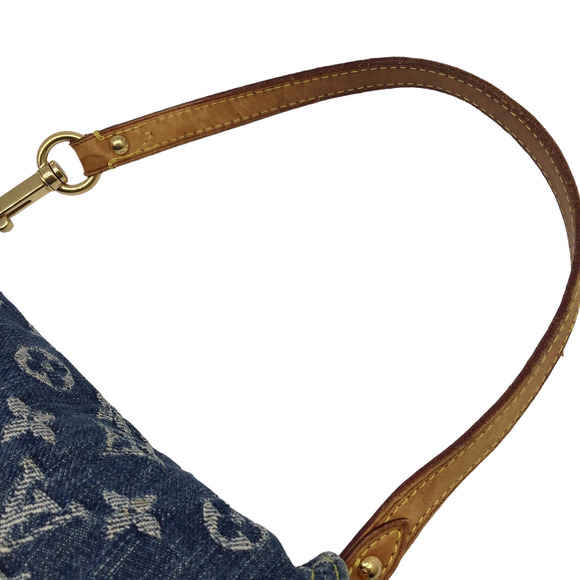 LOUIS VUITTON Monogram Denim Mini Pleaty Shoulder Bag Blue - Picture 7 of 11